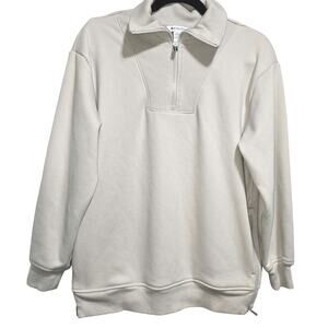 Athleta Retroplush Revive Sweatshirt Womens Small Beige 1/4 Zip Long Sleeve